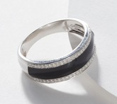 Affinity Diamonds Sterling Silver Black Enamel Band Ring, Size 7